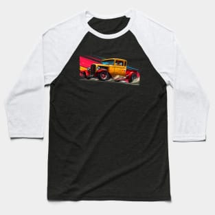 Hot Rod Truck Custom Classic Truck Retro Style Yellow and Red Vintage Hot Rod Baseball T-Shirt